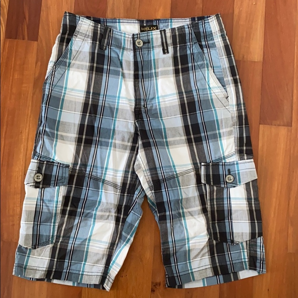 Worn Once! Helix Mens Plaid Cargo Shorts